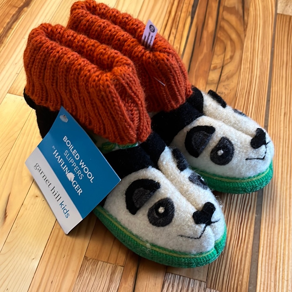 Garnet Hill Kids boiled wood Panda Bear Slippers
